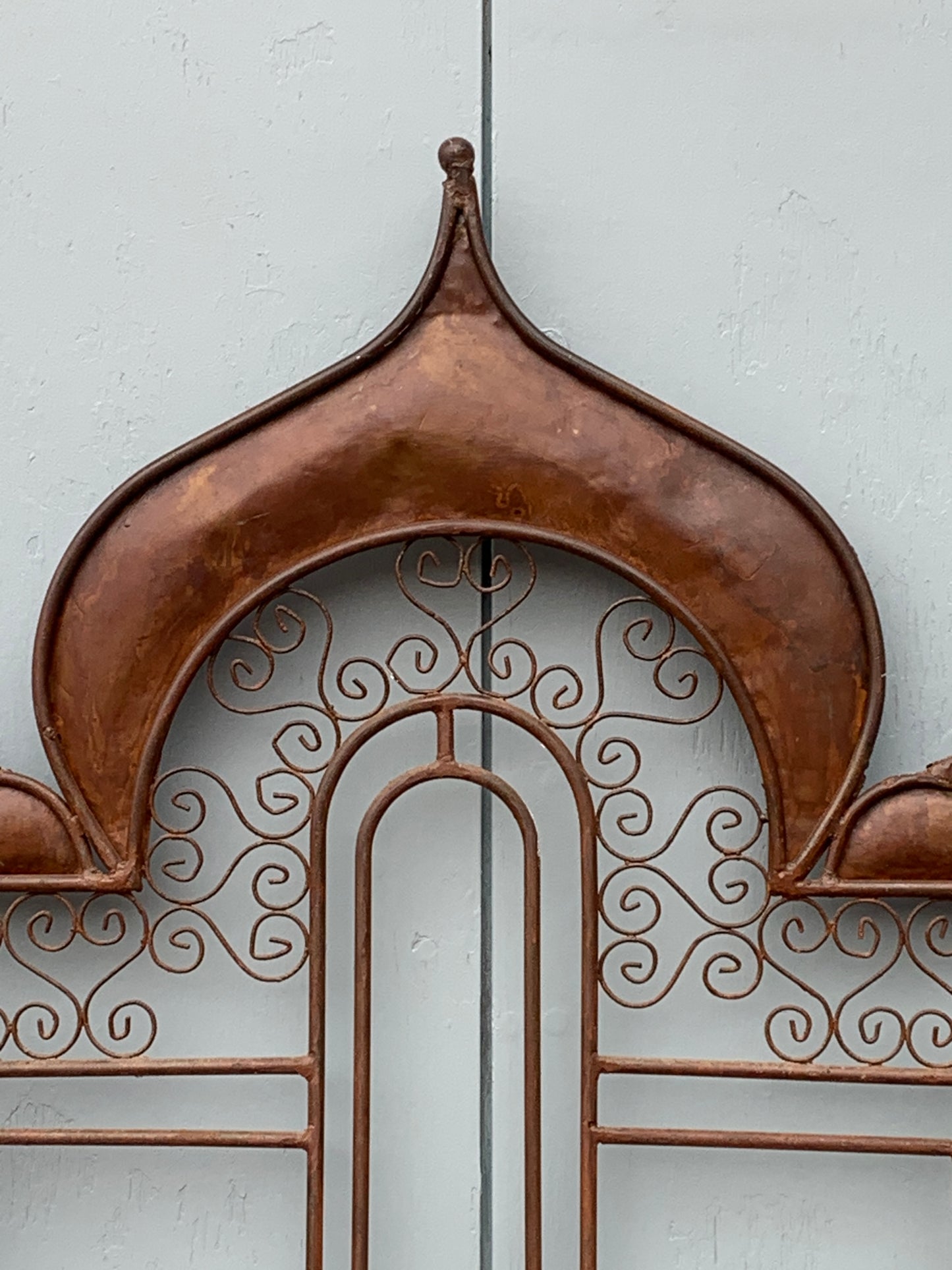 Grand Vintage Moorish Wrought Metal Window Settee or Architectural Garden Bench