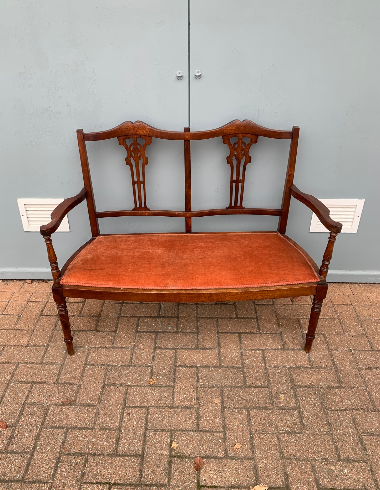 Antique Edwardian c1900's Mahogany Parlour Coach Settee