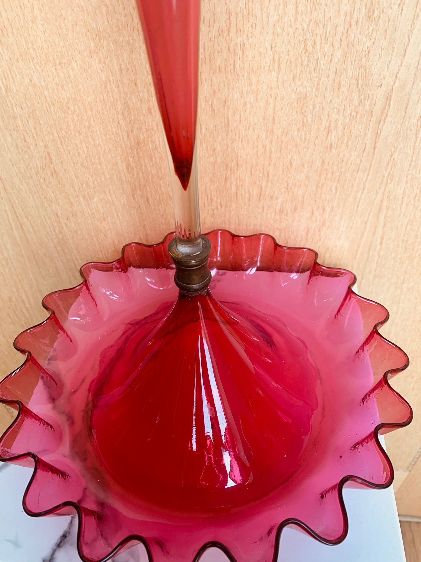 Antique Victorian 1880's Ruby / Cranberry Glass Epergne Table Centrepiece