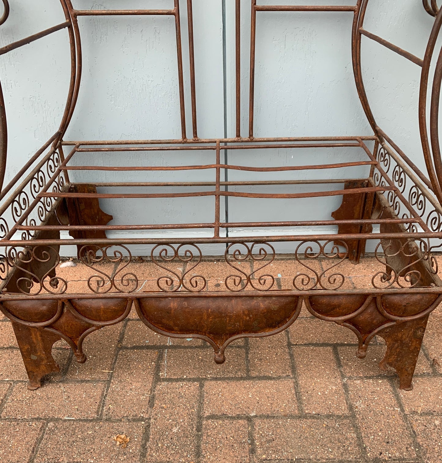 Grand Vintage Moorish Wrought Metal Window Settee or Architectural Garden Bench