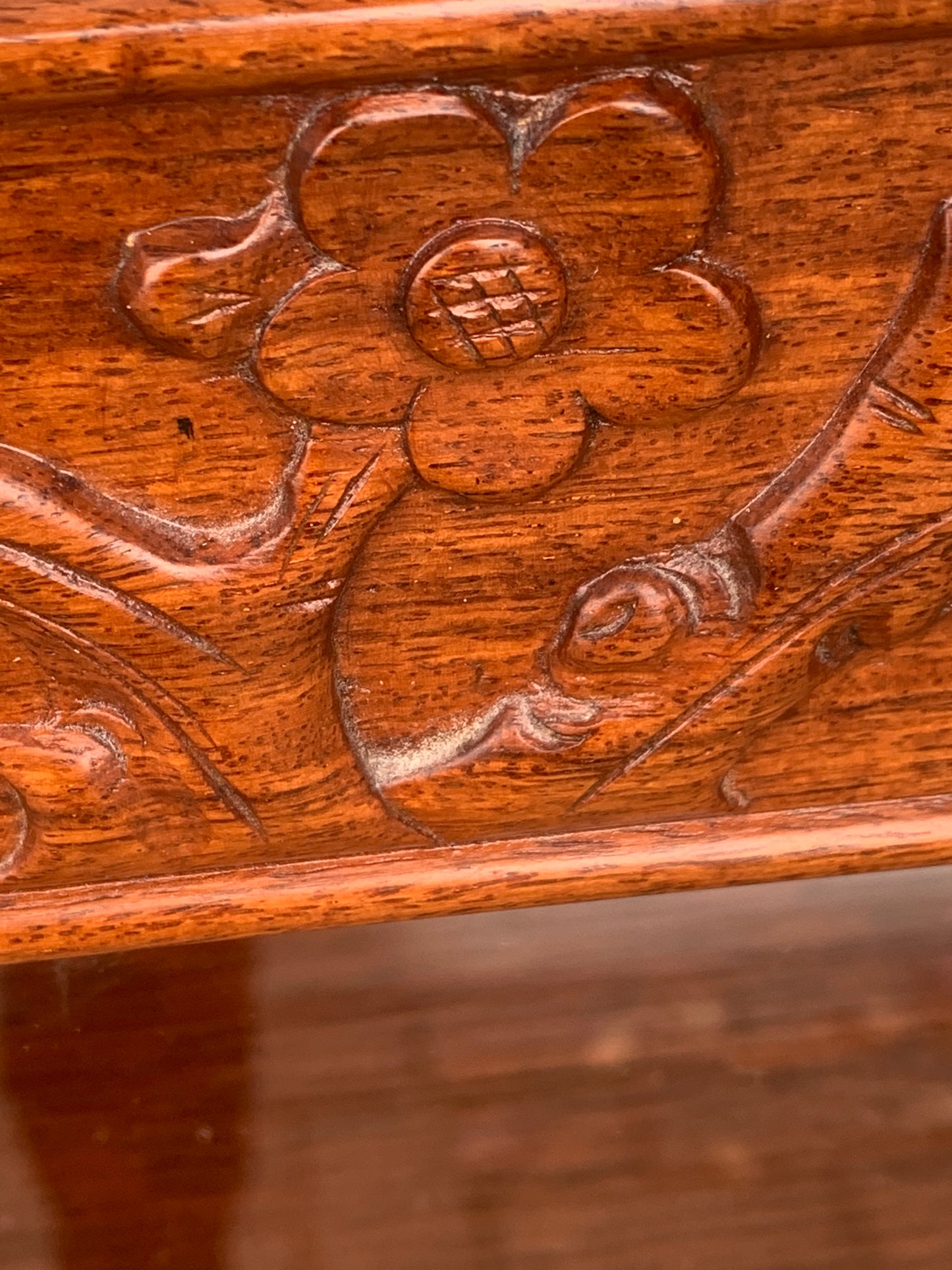 Oriental Hardwood 'Puzzle' Display Cabinet with Mirrored Back with Lock & Key.