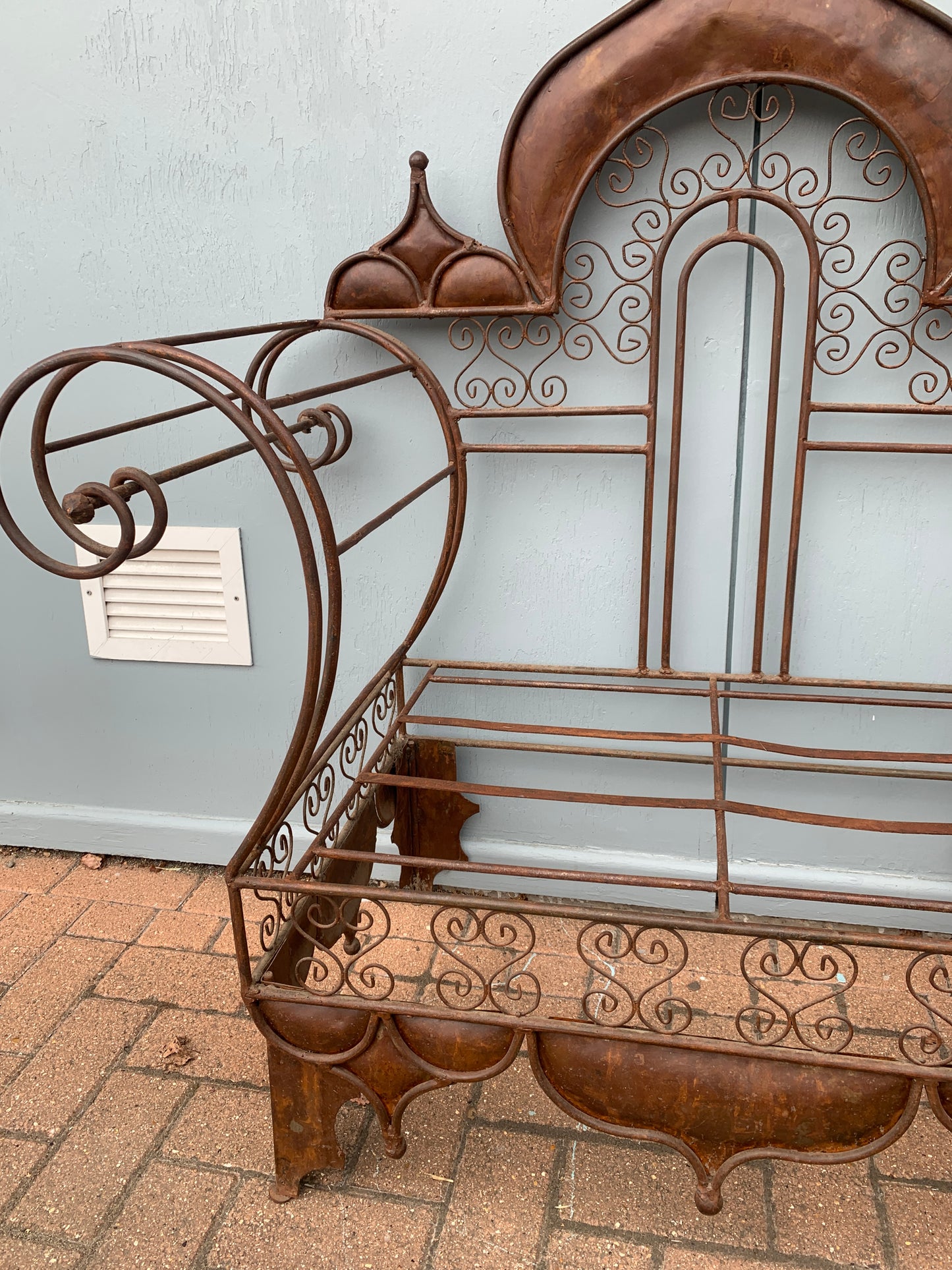 Grand Vintage Moorish Wrought Metal Window Settee or Architectural Garden Bench