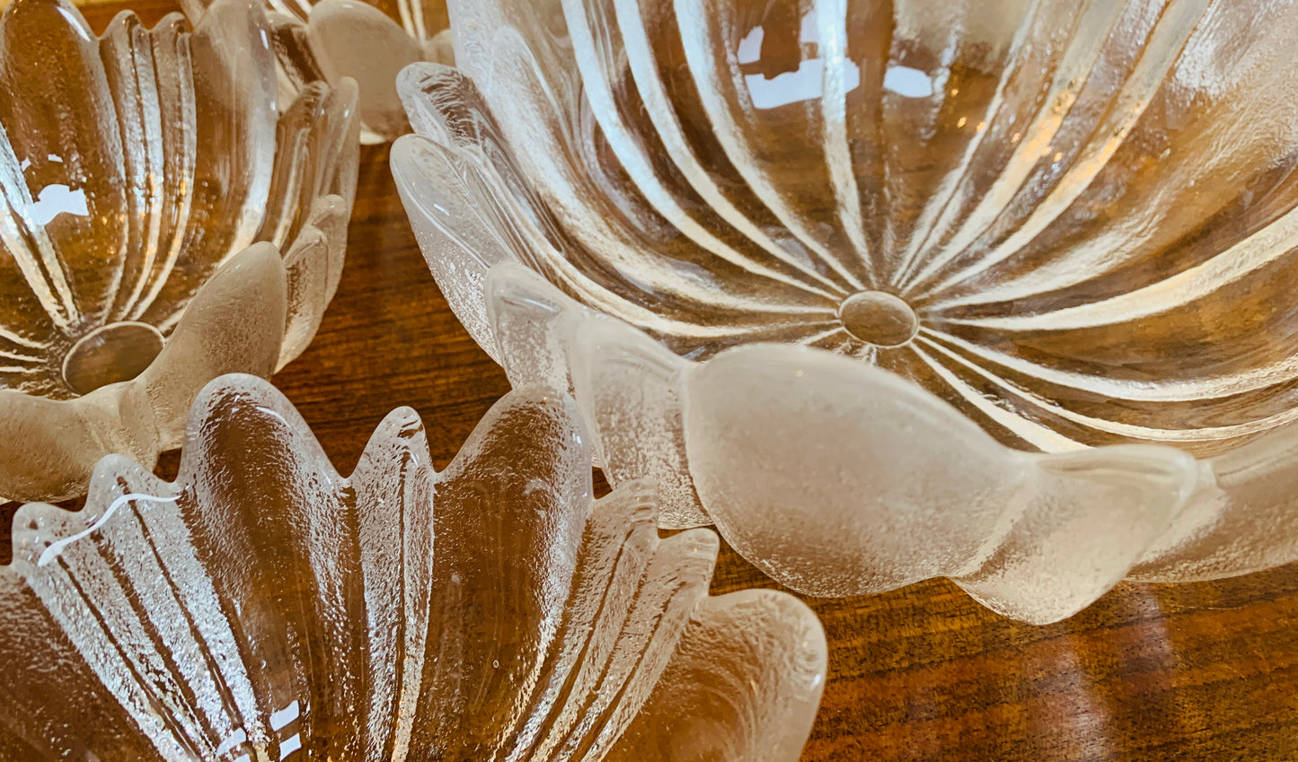 Complete Set Vintage Dartington Lead Crystal Frank Thrower ‘Hollywood’ Petal Dishes