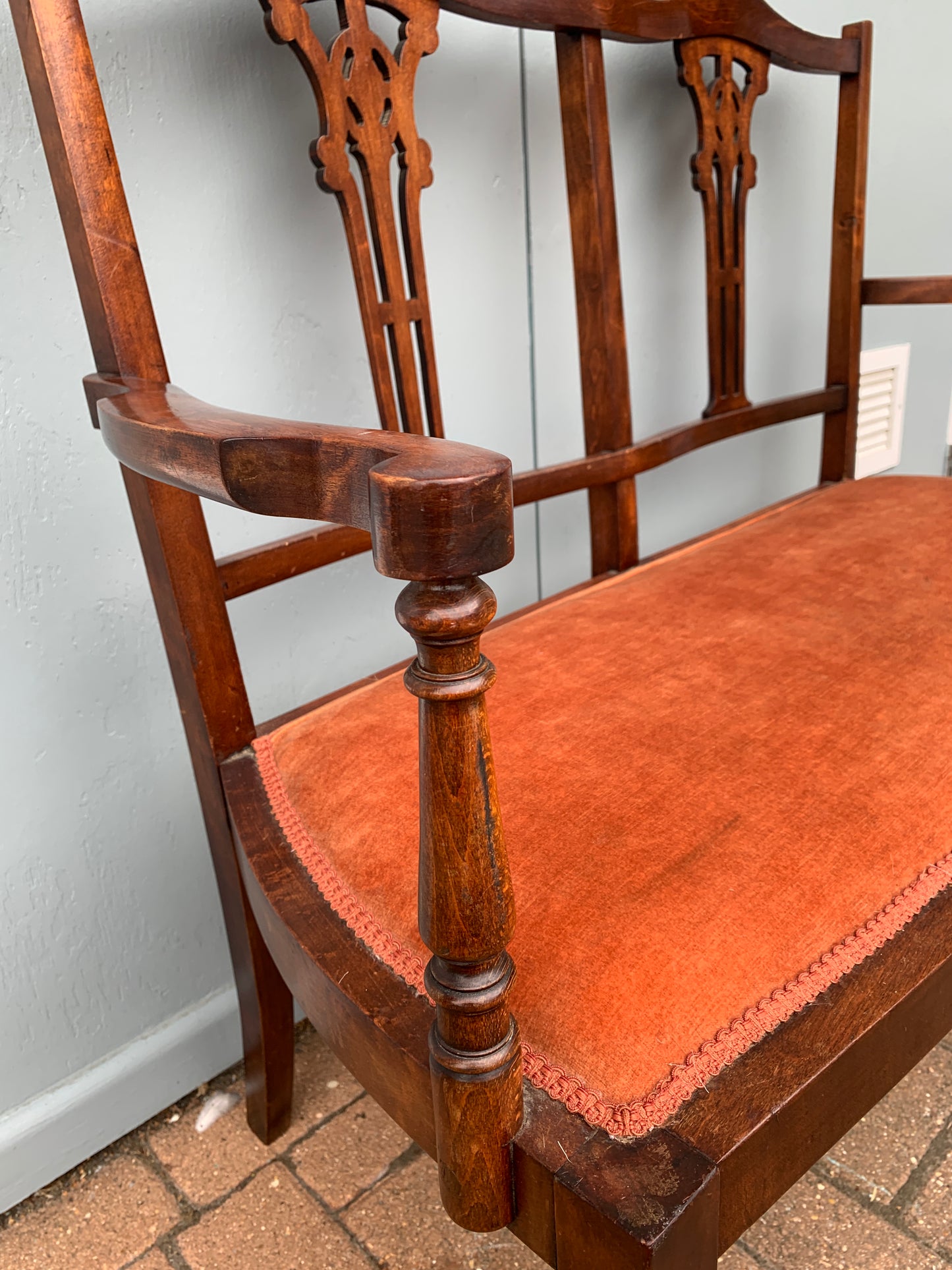 Antique Edwardian c1900's Mahogany Parlour Coach Settee