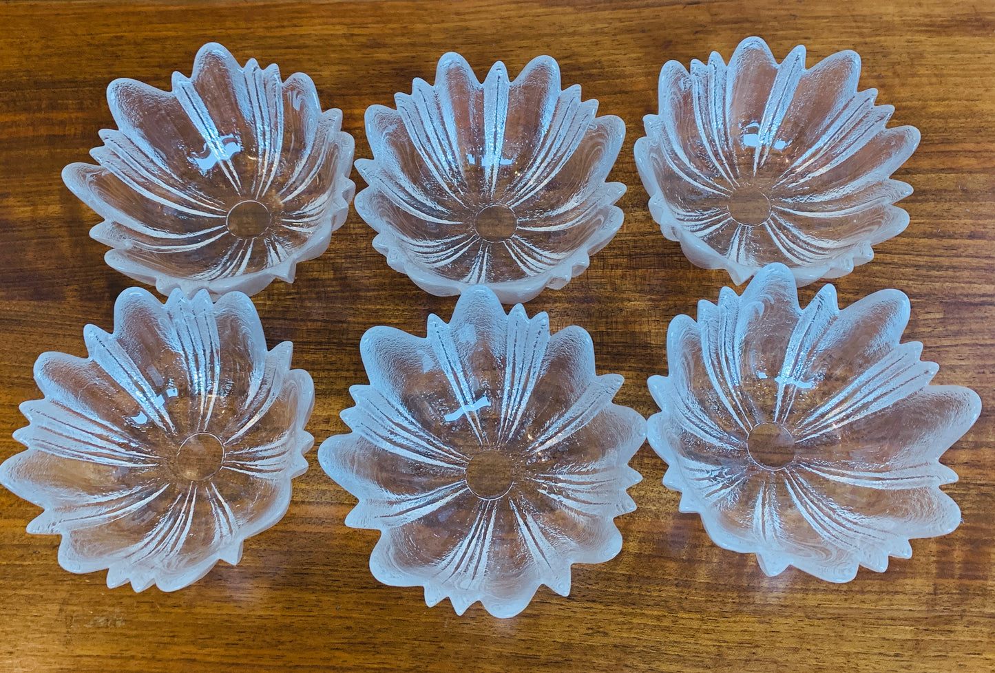 Complete Set Vintage Dartington Lead Crystal Frank Thrower ‘Hollywood’ Petal Dishes