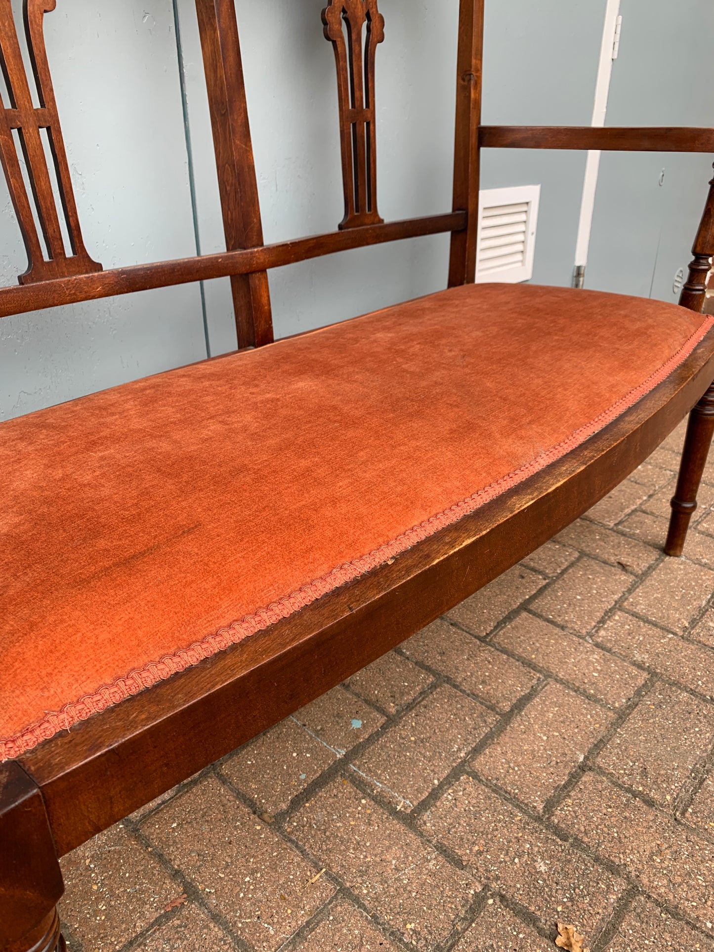 Antique Edwardian c1900's Mahogany Parlour Coach Settee