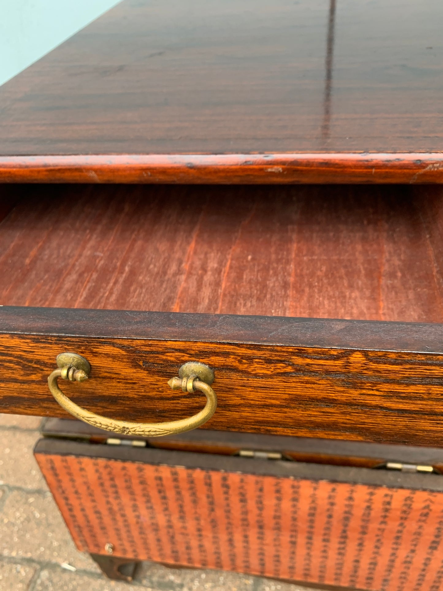 Antique Korean Bandaji / Tansu Chest with Working Fish Lock and Hanji Calligraphy Lining