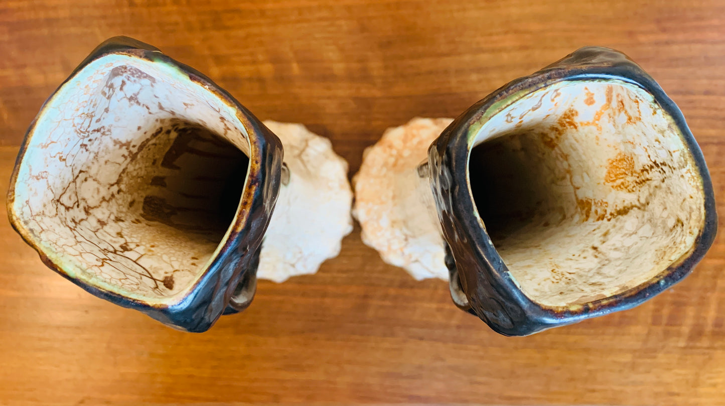 Pair of Antique Art Deco, Ditmar Urbach 'Alienware' Double Handled Vases