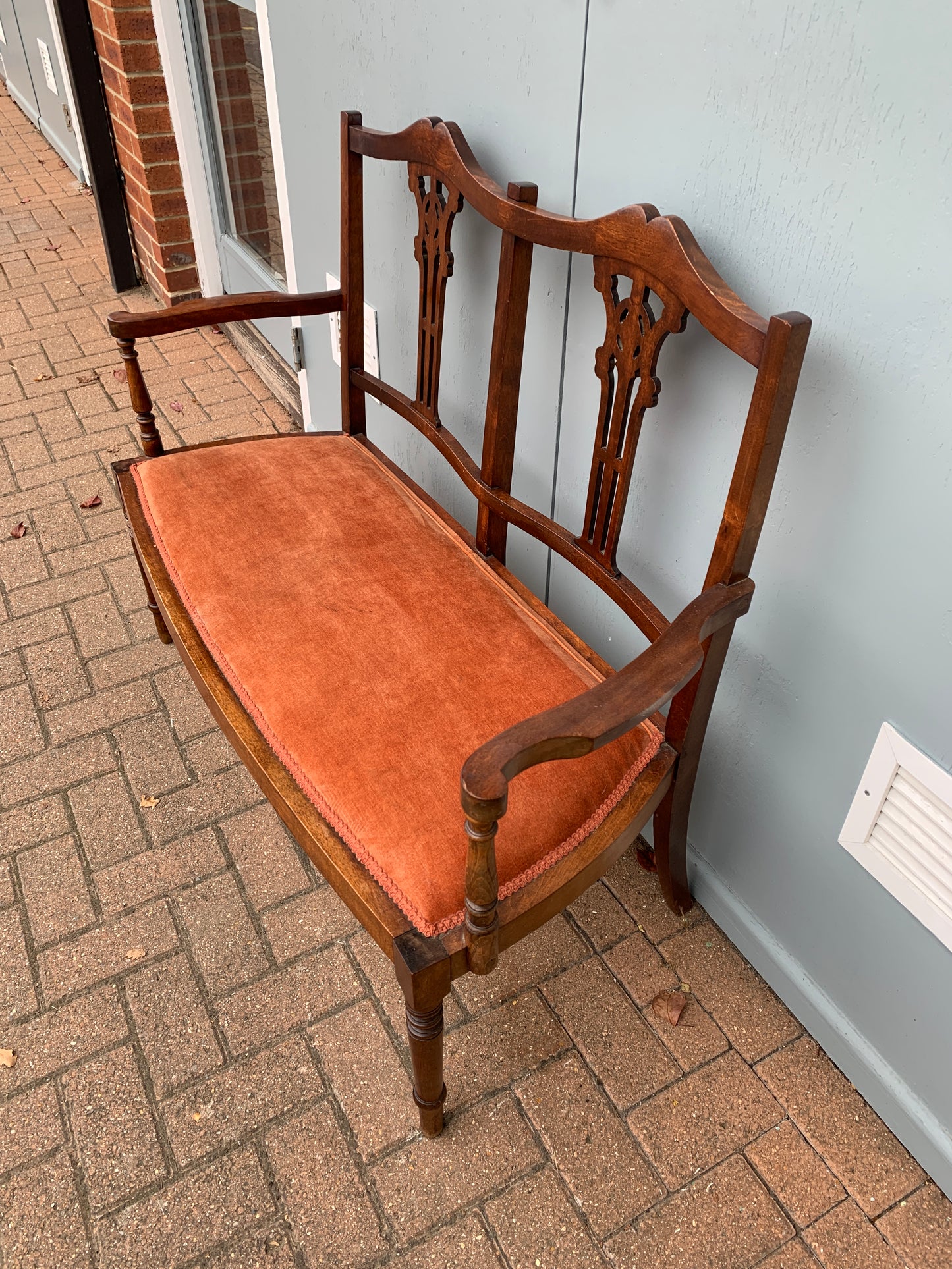 Antique Edwardian c1900's Mahogany Parlour Coach Settee
