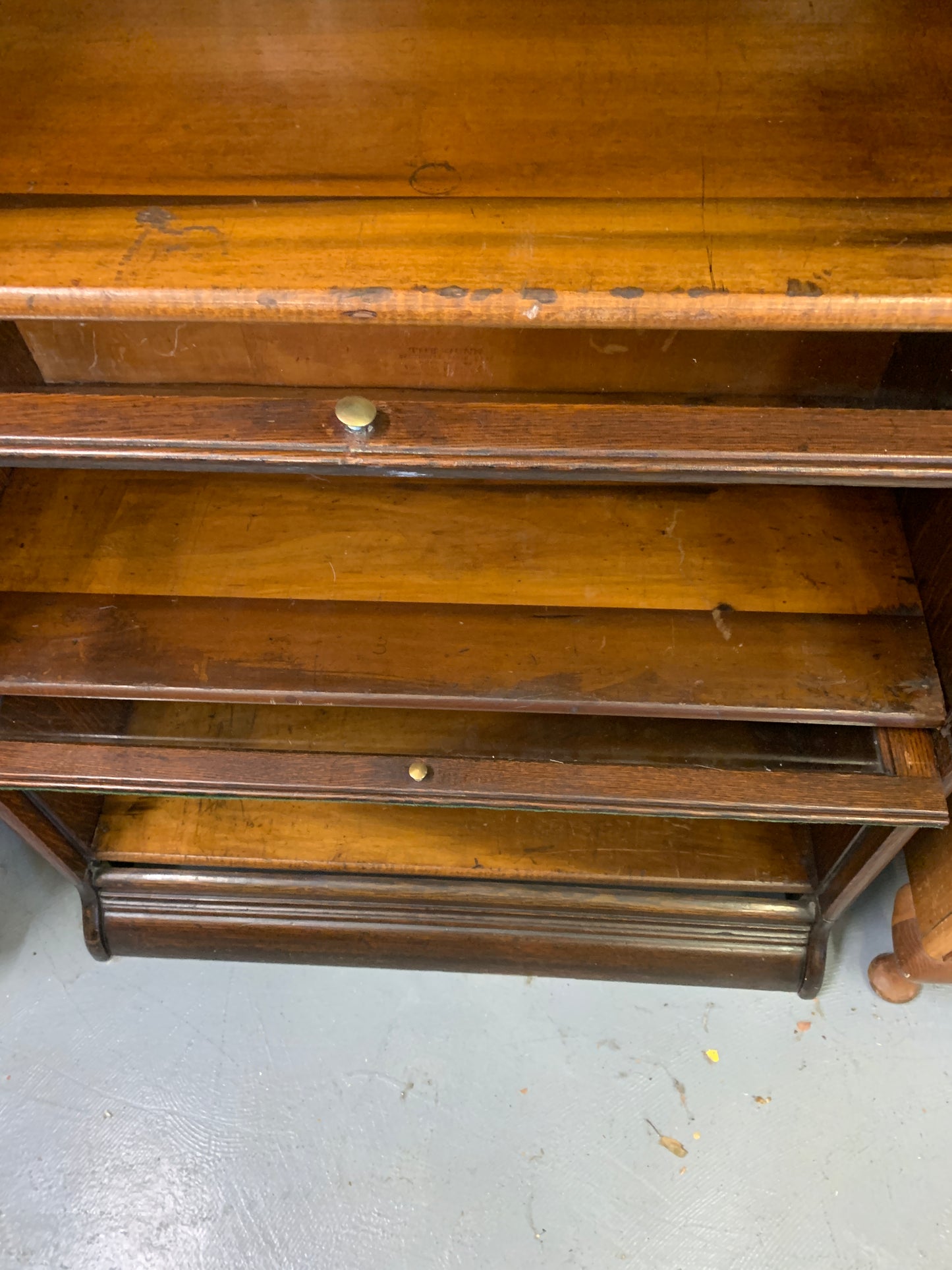 Antique Gunn, Four Stack Waterfall Oak Sectional Barristers Bookcases