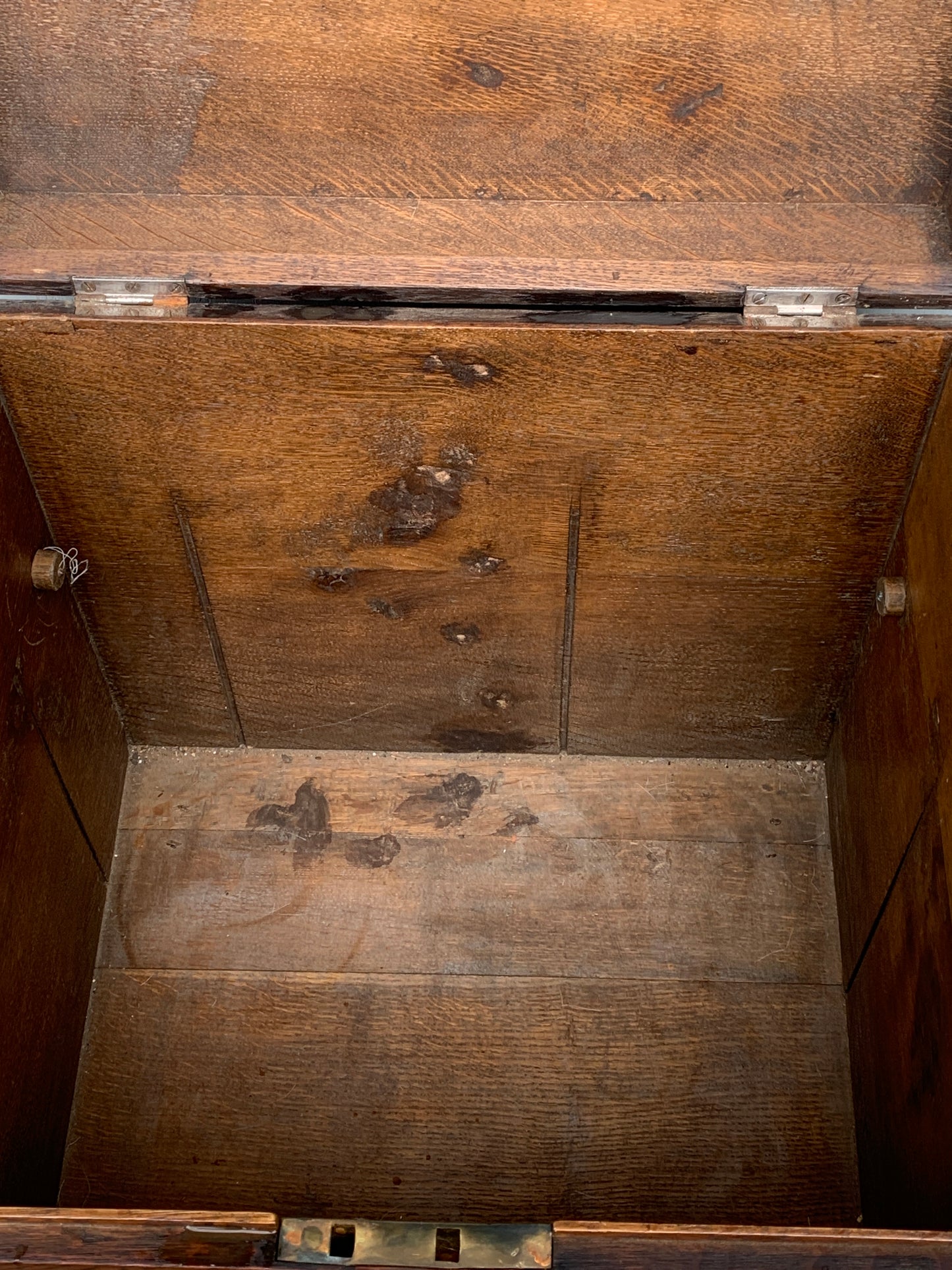 Antique English, Oak and Bound Iron Storage Trunk, Silver Chest, Campaign Chest, c 1800's.