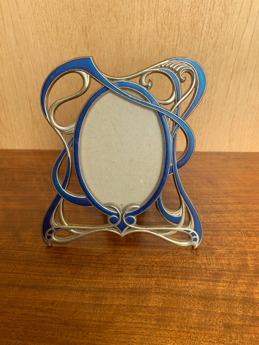 Vintage Art Nouveau Style Metal & Enamel Swirl Photo Frame