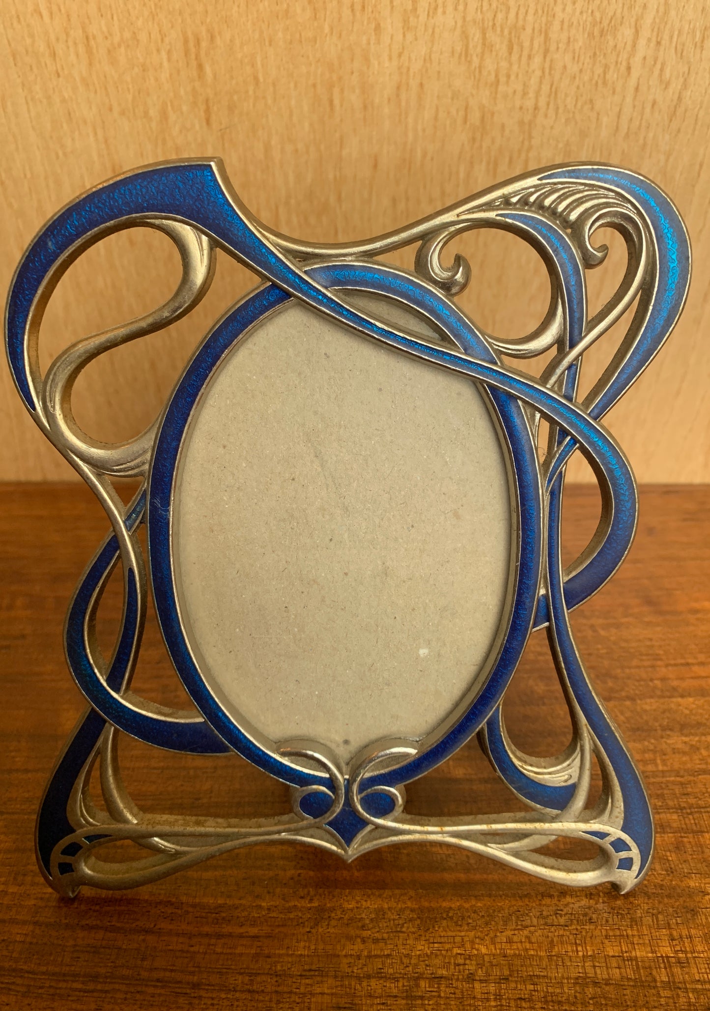 Vintage Art Nouveau Style Metal & Enamel Swirl Photo Frame