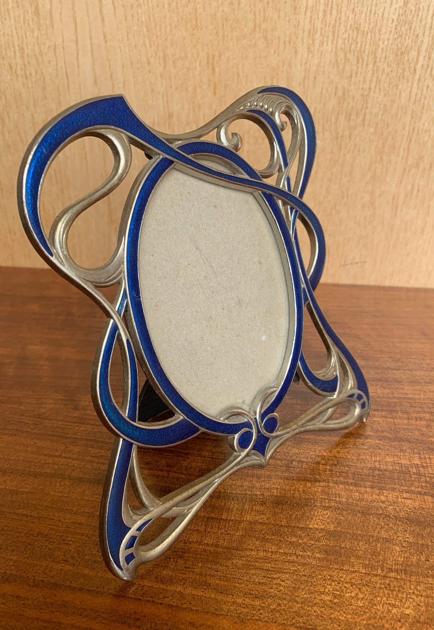 Vintage Art Nouveau Style Metal & Enamel Swirl Photo Frame